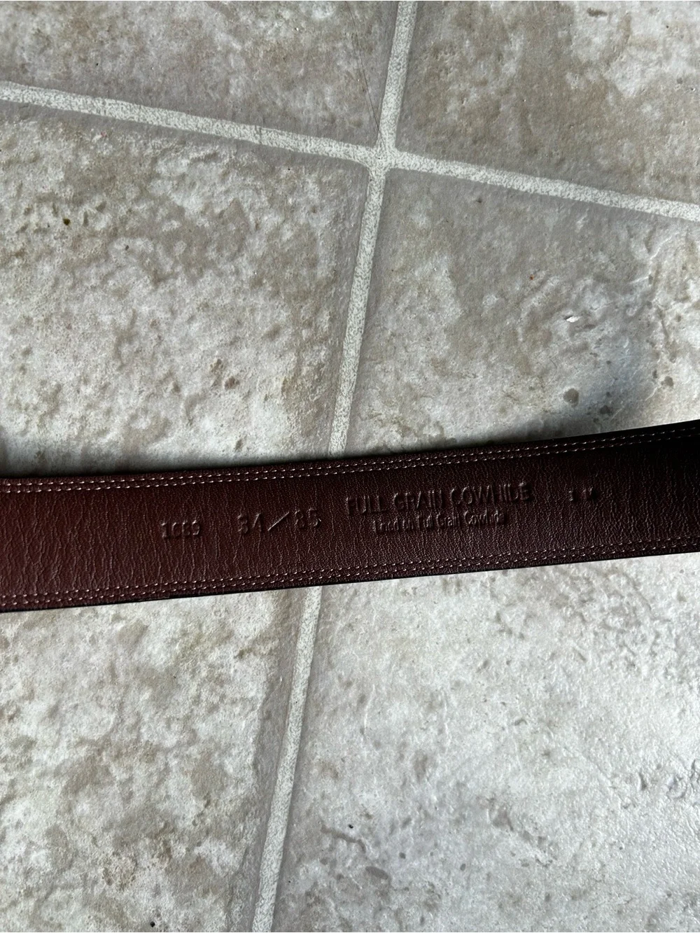 Men's Brown Leather Belt with Brass Buckle